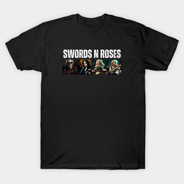 Swords N Roses - Fantasy - Witcher Funny T-Shirt by Fenay-Designs